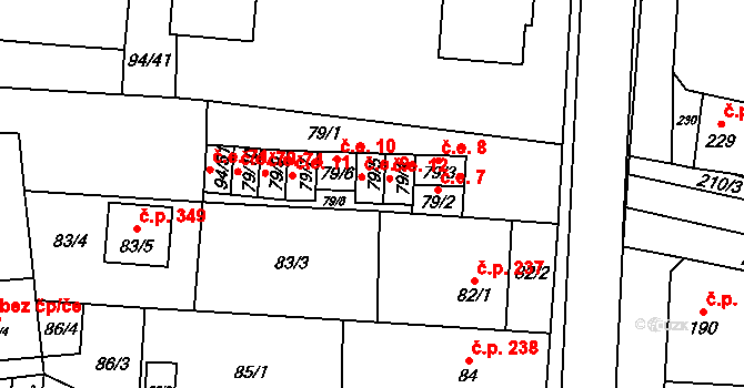 Kobylnice 9 na parcele st. 79/5 v KÚ Kobylnice u Brna, Katastrální mapa