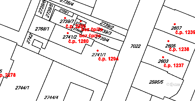 Boskovice 1294 na parcele st. 2741/1 v KÚ Boskovice, Katastrální mapa