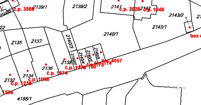 Ústí nad Labem-centrum 4057, Ústí nad Labem na parcele st. 2140/6 v KÚ Ústí nad Labem, Katastrální mapa