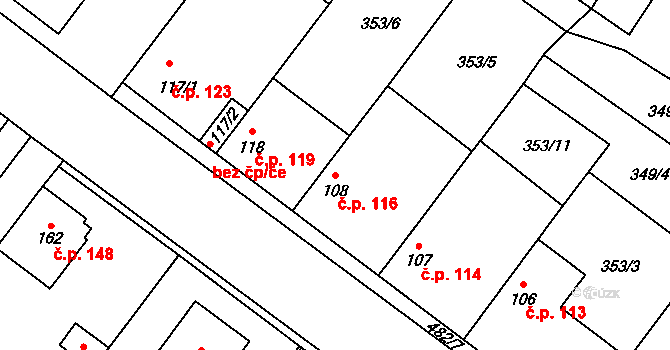 Křečkov 116 na parcele st. 108 v KÚ Křečkov, Katastrální mapa