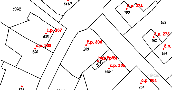 Miřetice u Klášterce nad Ohří 306, Klášterec nad Ohří na parcele st. 263 v KÚ Miřetice u Klášterce nad Ohří, Katastrální mapa