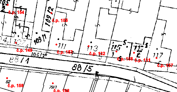 Chvalovice 132 na parcele st. 113 v KÚ Chvalovice, Katastrální mapa