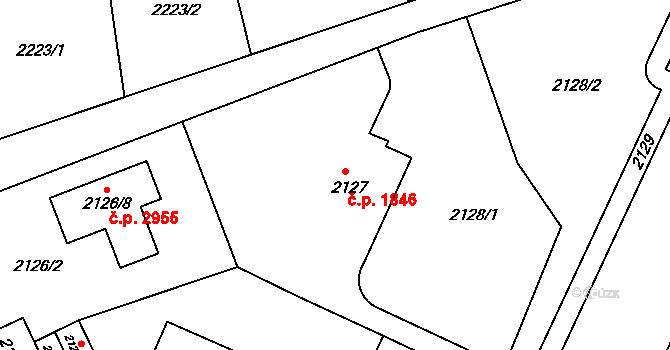 Teplice 1846 na parcele st. 2127 v KÚ Teplice, Katastrální mapa