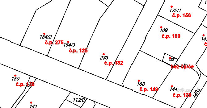 Staňkov II 182, Staňkov na parcele st. 233 v KÚ Staňkov-ves, Katastrální mapa