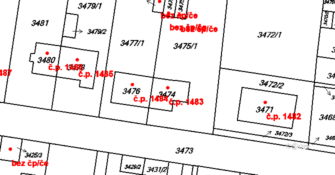 České Budějovice 7 1483, České Budějovice na parcele st. 3474 v KÚ České Budějovice 7, Katastrální mapa