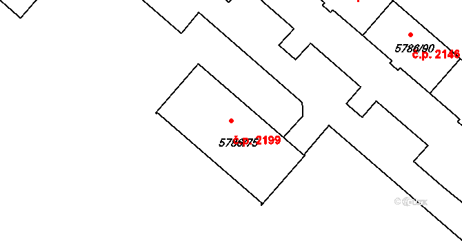 Česká Lípa 2199 na parcele st. 5786/75 v KÚ Česká Lípa, Katastrální mapa