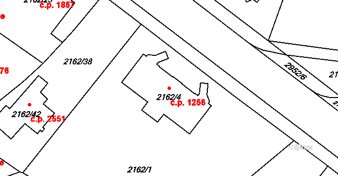 Předměstí 1256, Opava na parcele st. 2162/4 v KÚ Opava-Předměstí, Katastrální mapa