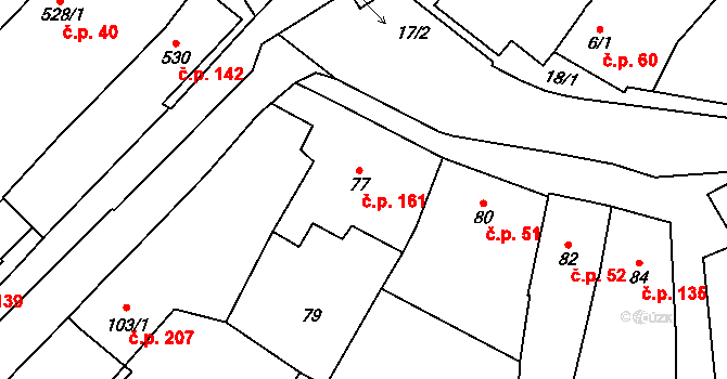 Nové Bránice 161 na parcele st. 77/1 v KÚ Nové Bránice, Katastrální mapa