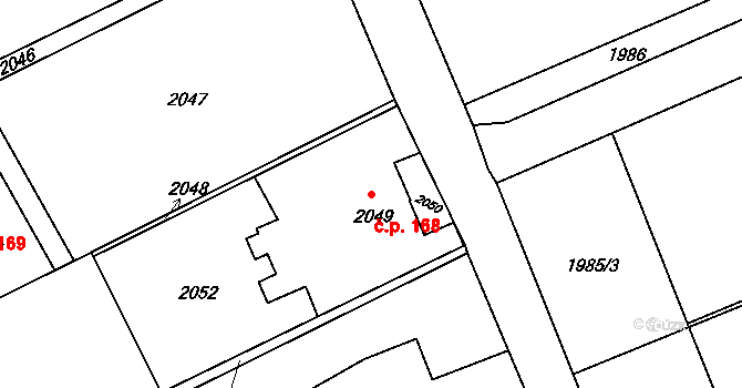 Dolní Suchá 168, Havířov na parcele st. 2049 v KÚ Dolní Suchá, Katastrální mapa