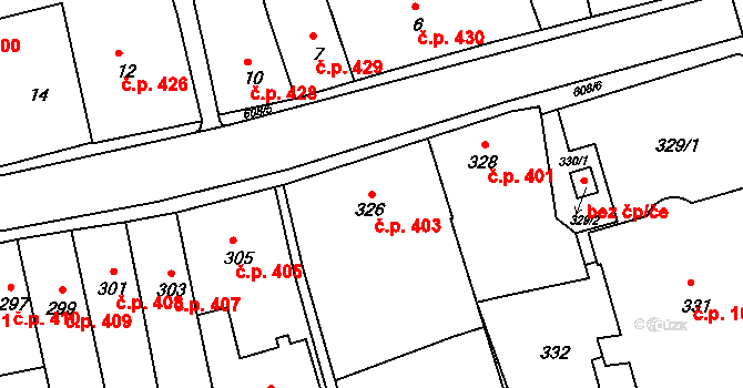 Šluknov 403 na parcele st. 326 v KÚ Šluknov, Katastrální mapa