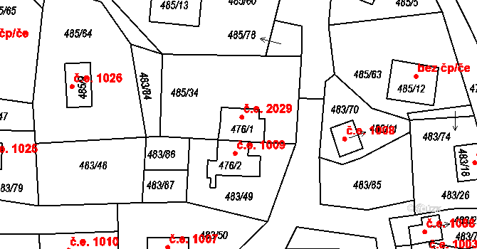 Kovářov 2029, Frymburk na parcele st. 476/1 v KÚ Frymburk, Katastrální mapa