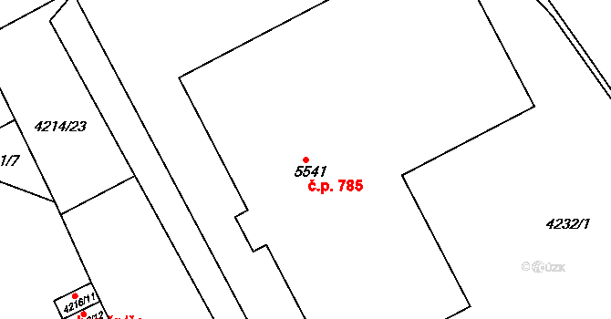 Litomyšlské Předměstí 785, Vysoké Mýto na parcele st. 5541 v KÚ Vysoké Mýto, Katastrální mapa