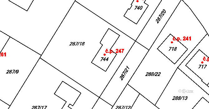Mašov 247, Turnov na parcele st. 744 v KÚ Mašov u Turnova, Katastrální mapa