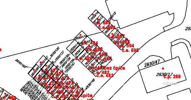 Rumburk 1 487, Rumburk na parcele st. 2830/123 v KÚ Rumburk, Katastrální mapa