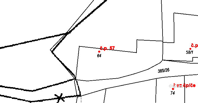Údraž 57, Albrechtice nad Vltavou na parcele st. 64 v KÚ Údraž, Katastrální mapa