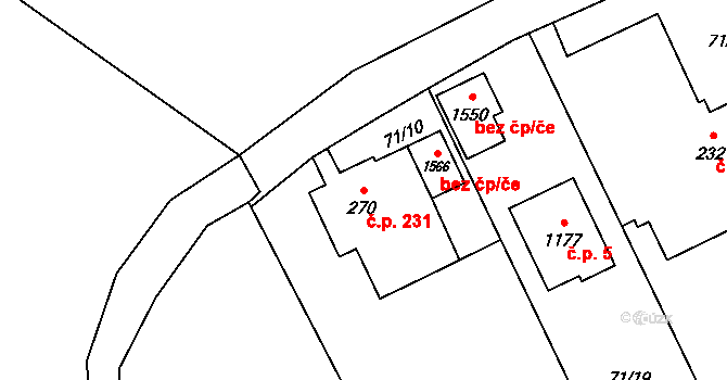 Heřmanice 231, Ostrava na parcele st. 270 v KÚ Heřmanice, Katastrální mapa