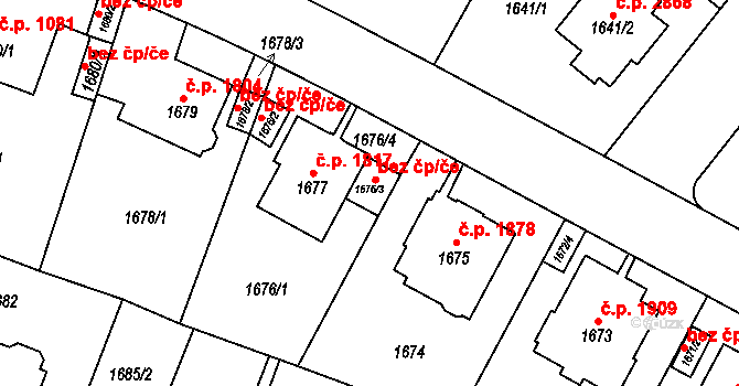 Teplice 39160378 na parcele st. 1676/3 v KÚ Teplice, Katastrální mapa