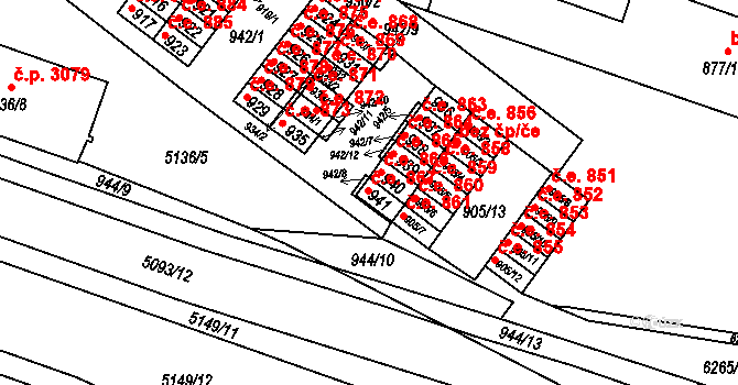 Žabovřesky 867, Brno na parcele st. 941 v KÚ Žabovřesky, Katastrální mapa
