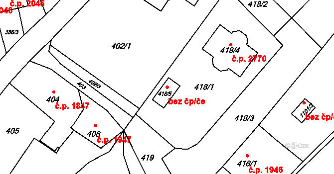Rožnov pod Radhoštěm 41375378 na parcele st. 418/5 v KÚ Tylovice, Katastrální mapa