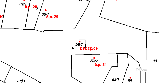 Brodce 42104378 na parcele st. 59/1 v KÚ Brodce nad Jizerou, Katastrální mapa