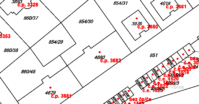 Zlín 3882 na parcele st. 4680 v KÚ Zlín, Katastrální mapa