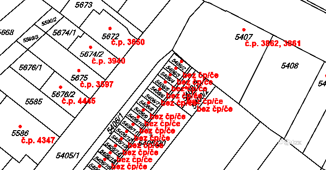 Brno 45553378 na parcele st. 5406/5 v KÚ Židenice, Katastrální mapa
