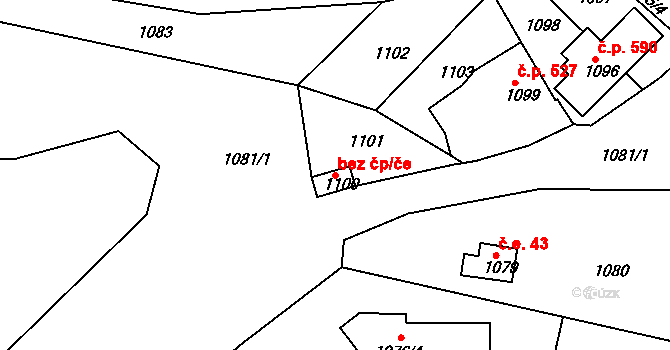 Veverská Bítýška 46056378 na parcele st. 1100 v KÚ Veverská Bítýška, Katastrální mapa