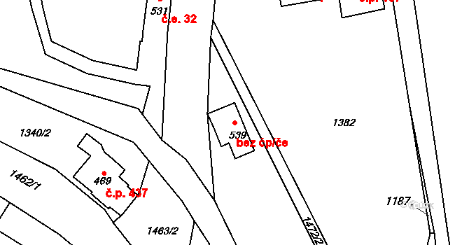 Chrastava 47011378 na parcele st. 539 v KÚ Chrastava I, Katastrální mapa