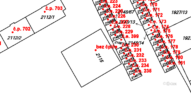 Bechyně 47416378 na parcele st. 2115 v KÚ Bechyně, Katastrální mapa
