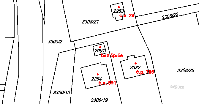 Nový Hrozenkov 48666378 na parcele st. 2901 v KÚ Nový Hrozenkov, Katastrální mapa