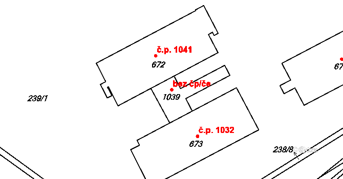 Kladno 50227378 na parcele st. 1039 v KÚ Hnidousy, Katastrální mapa