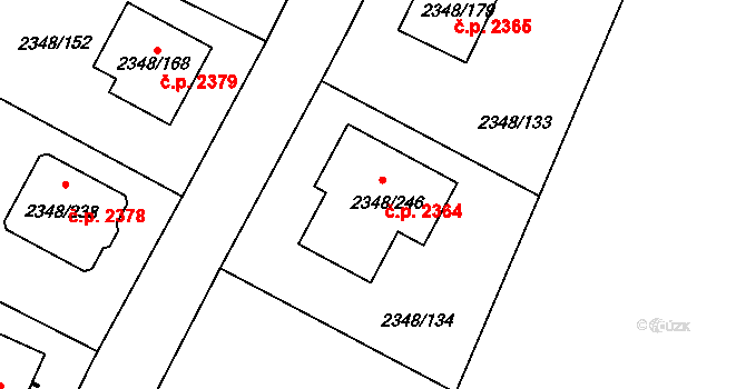 Pelhřimov 2364 na parcele st. 2348/246 v KÚ Pelhřimov, Katastrální mapa