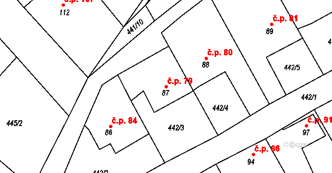 Krašovice 79 na parcele st. 87 v KÚ Krašovice u Plzně, Katastrální mapa