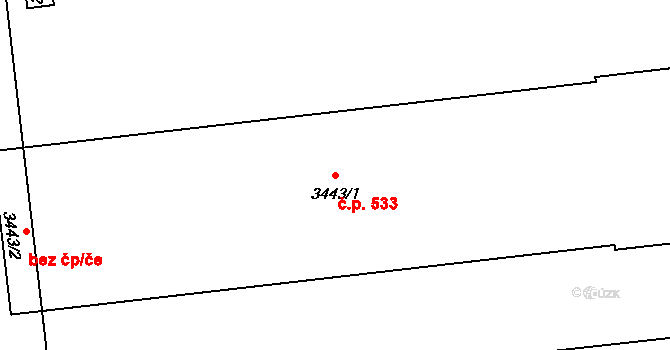 Bezděkovské Předměstí 533, Domažlice na parcele st. 3443/1 v KÚ Domažlice, Katastrální mapa