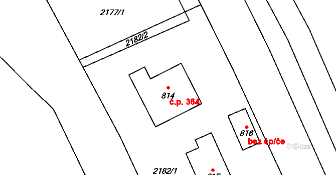 Černovice 364 na parcele st. 814 v KÚ Černovice u Tábora, Katastrální mapa