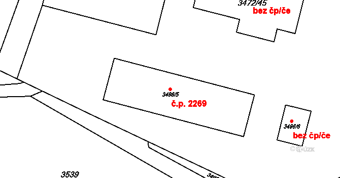 Řečkovice 2269, Brno na parcele st. 3496/5 v KÚ Řečkovice, Katastrální mapa