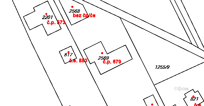 Jílové u Prahy 679 na parcele st. 2569 v KÚ Jílové u Prahy, Katastrální mapa