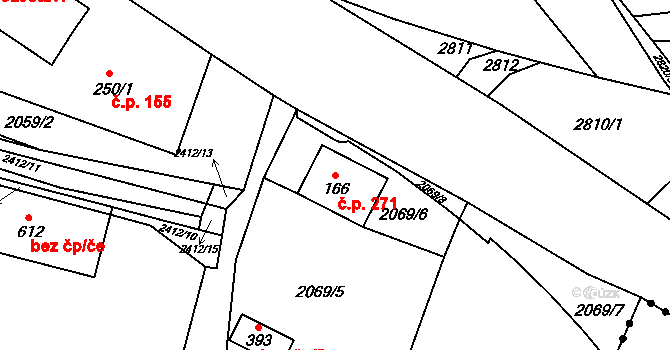 Lubenec 271 na parcele st. 166 v KÚ Lubenec, Katastrální mapa