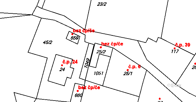 Ptice 93407378 na parcele st. 25/2 v KÚ Ptice, Katastrální mapa
