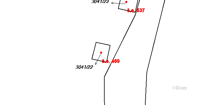 Lančov 469 na parcele st. 3041/22 v KÚ Lančov, Katastrální mapa