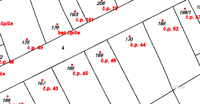 Přerov VIII-Henčlov 46, Přerov na parcele st. 169 v KÚ Henčlov, Katastrální mapa
