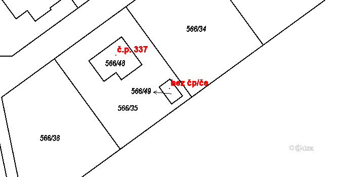 Žabeň 120908379 na parcele st. 566/49 v KÚ Žabeň, Katastrální mapa