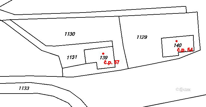 Lvová 57, Jablonné v Podještědí na parcele st. 139 v KÚ Lvová, Katastrální mapa