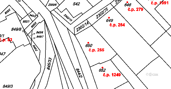 Svatobořice 265, Svatobořice-Mistřín na parcele st. 650 v KÚ Svatobořice, Katastrální mapa