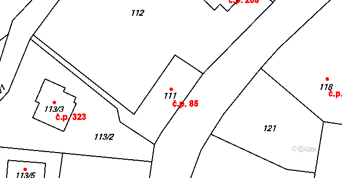 Krmelín 85 na parcele st. 111 v KÚ Krmelín, Katastrální mapa
