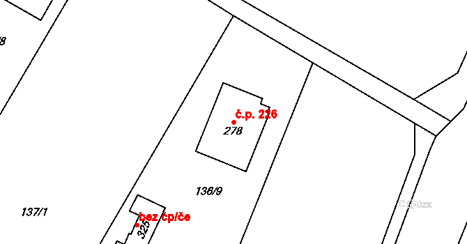 Kojetice 226 na parcele st. 278 v KÚ Kojetice u Prahy, Katastrální mapa
