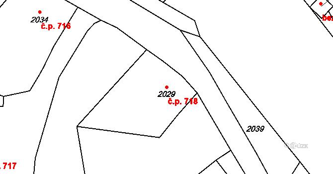 Raspenava 718 na parcele st. 2029 v KÚ Raspenava, Katastrální mapa
