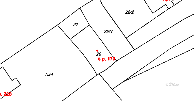 Děčín VII-Chrochvice 170, Děčín na parcele st. 20 v KÚ Chrochvice, Katastrální mapa