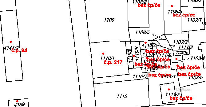 Podmoklice 217, Semily na parcele st. 1110/1 v KÚ Semily, Katastrální mapa