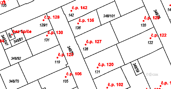 Černčice 127 na parcele st. 128 v KÚ Černčice u Loun, Katastrální mapa